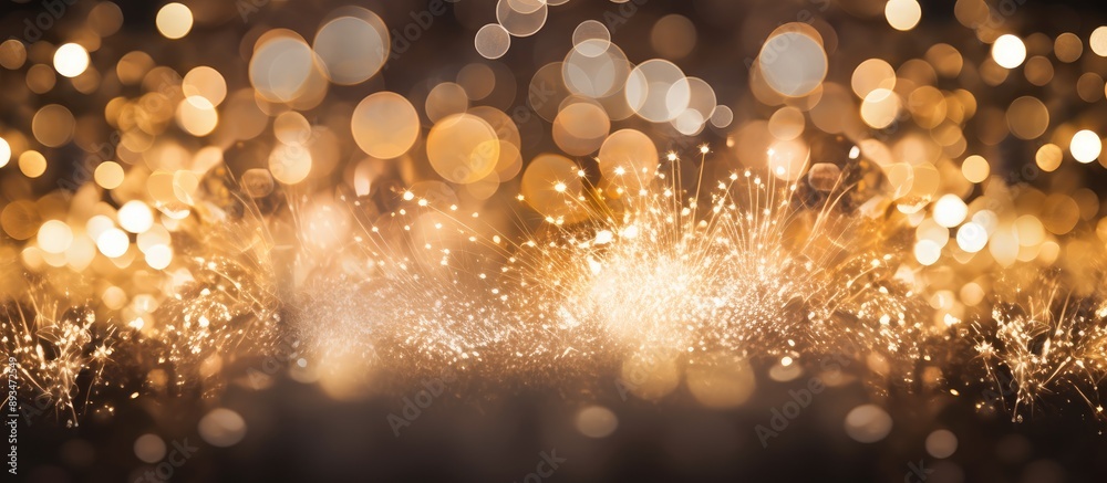 Poster new year's eve fireworks illuminate the sky with gold and silver colors, creating a festive bokeh ef