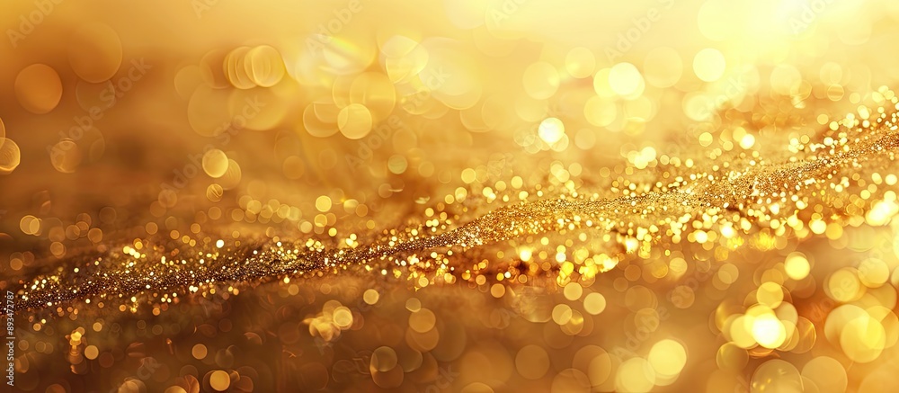 Poster Blurry mix of shiny gold foil, an ideal backdrop for holiday projects with space for text. Horizontal orientation of the copy space image.