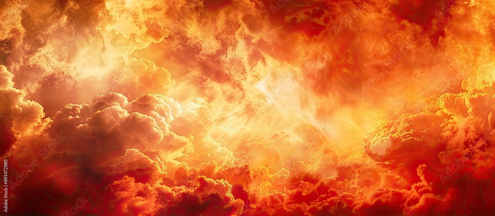 Aufkleber sunset sky with blood red clouds against a golden backdrop, creating a stunning copy space image.