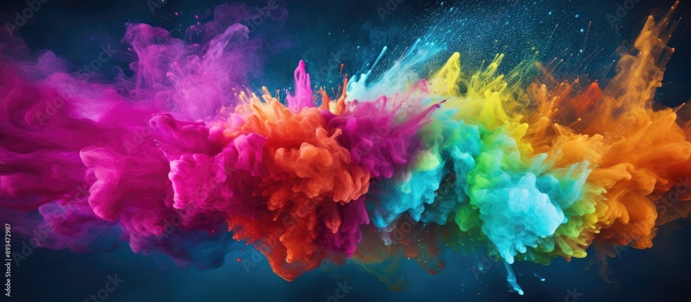 Aufkleber Colorful powder exploding against a background resembling splattered paint, creating a vibrant and abstract image with ample copy space.