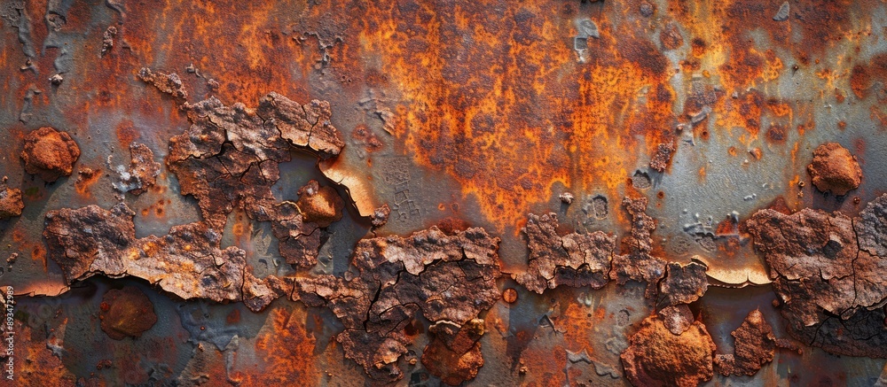 Aufkleber close-up of strong rust on a metal surface providing a textured background with ample copy space ima