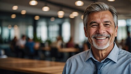 Fototapeta premium Mature smiling businessman standing in a co-working space