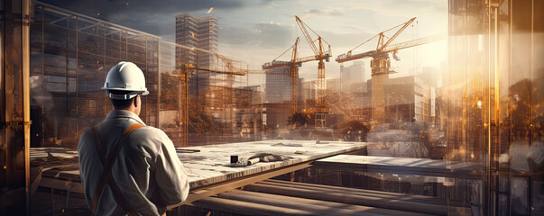 Structural engineer standing in front of construction site