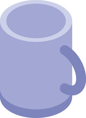 Big mug standing on white background, purple cup for tea or coffee