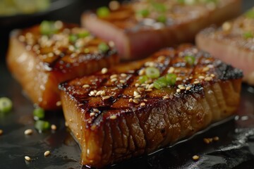 Delicious and Healthy Seared Tuna Steaks with Sesame Seeds and Green Onions, A Simple and Nutritious Dinner Recipe