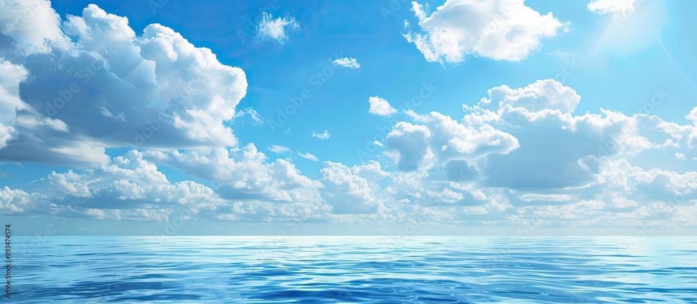 Poster blue sky meets empty ocean a serene vista with vast copy space image