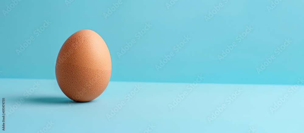 Poster Egg with brown shell placed on a vivid blue backdrop suitable for copy space image