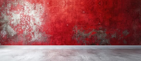 Red and light gray plaster wall backdrop providing space for adding an image. copy space available