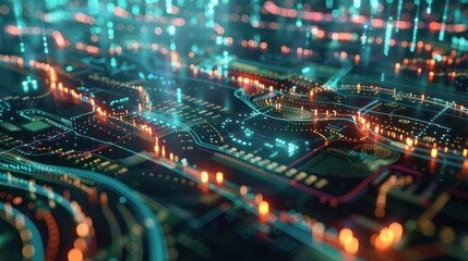 Obraz premium digital art piece showing the fluid dynamics of market liquidity, with streams of digital currency flowing smoothly through a network of banks