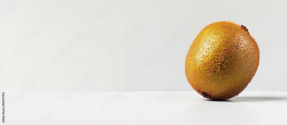 Poster a kiwi fruit displayed against a white backdrop with a blank space for text or images. copy space av