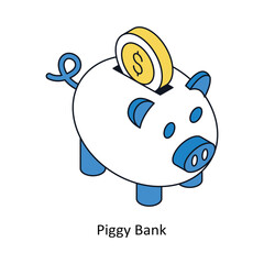 Piggy Bank Isometric style icon. Symbol on White background EPS 10 File