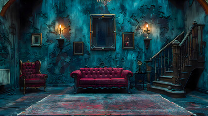 Halloween gothic vampire dark living room