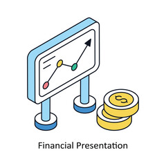 Financial Presentation Isometric style icon. Symbol on White background EPS 10 File