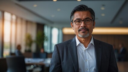 Fototapeta premium Portrait of a confident businessman standing in the boardroom during a meeting