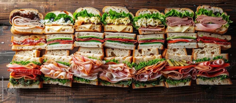 Aufkleber An array of sandwiches with assorted fillings suitable for any occasion with copy space image