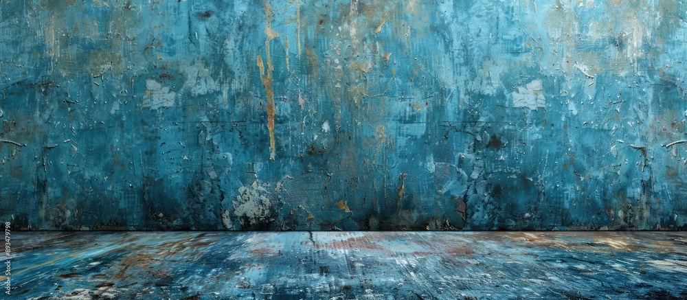 Leinwandbilder abstract background with a grunge blue wall creates a unique setting with copy space image