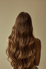 Fototapeta premium Long wavy brown hair in a studio setting
