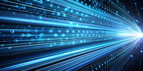 Futuristic Blue Light Speed Abstract Digital Data Network Tunnel Background