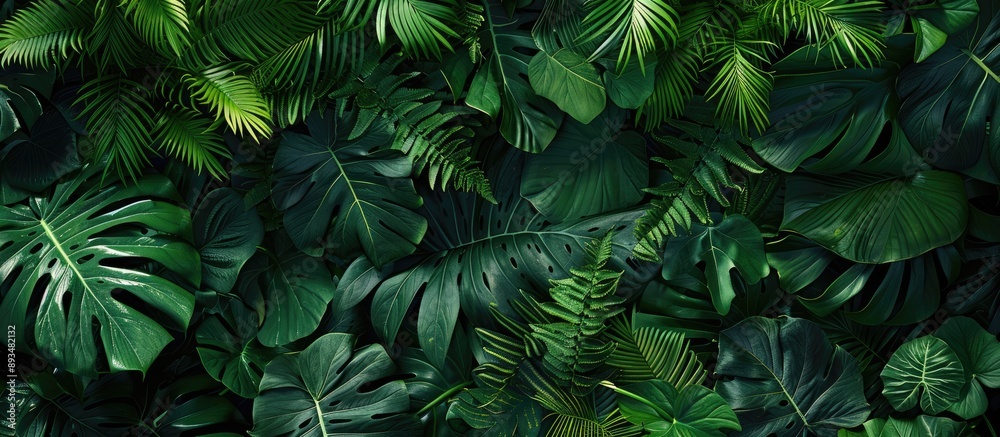 Poster tropical leaves create a creative natural background with a jungle vibe ideal as a nature themed cop