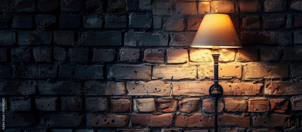 Aufkleber copy space image of a lamp against a backdrop of a brick wall