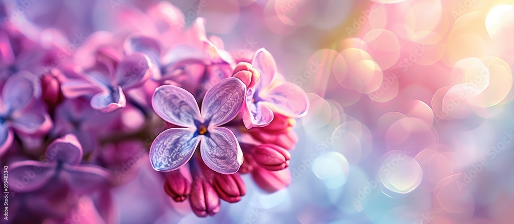 Aufkleber close up of a stunning lilac flower against a blurred background with ample copy space image