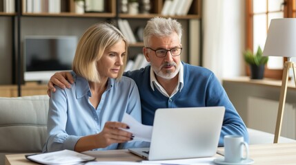 Obraz premium Elderly couple reviewing their pension plans, ensuring their income supports a stable and enjoyable retirement