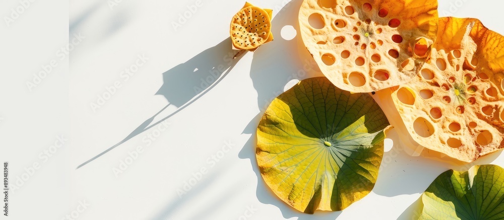 Poster White background with a copy space image of a lotus root