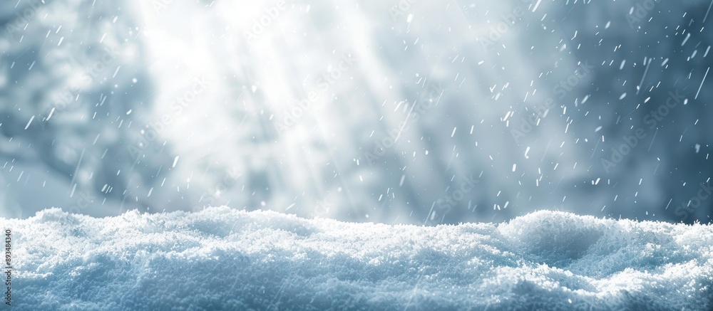 Aufkleber A snowy blizzard illuminated by sun rays creating a striking wintry scene with space for text in the image. copy space available