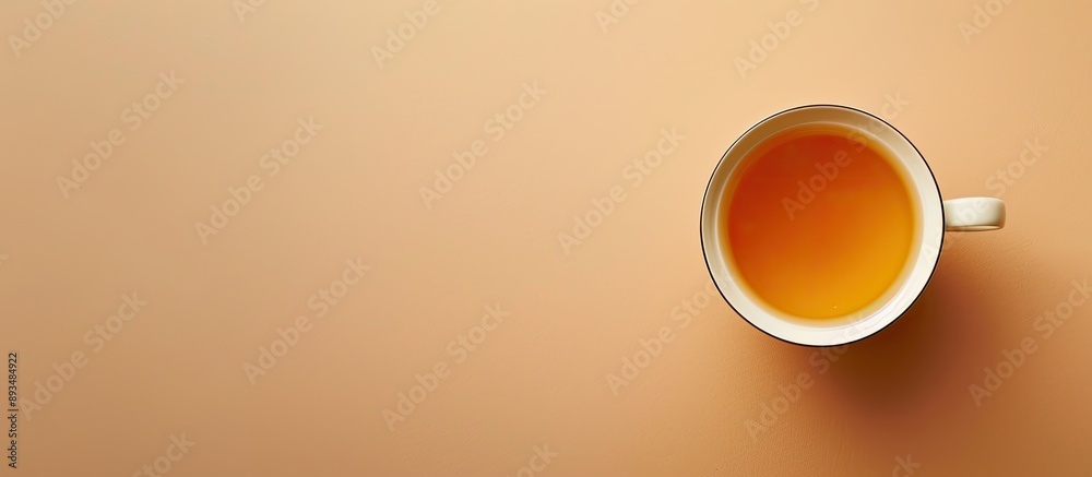 Poster a cup of tea placed on a light brown background with copy space image