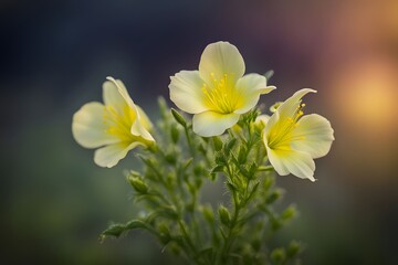 Obraz premium Common evening primrose flower bokeh background, Ai Generated