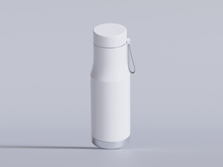 Thermal Sport Water Bottle 3D Rendering White Blank color on gray background