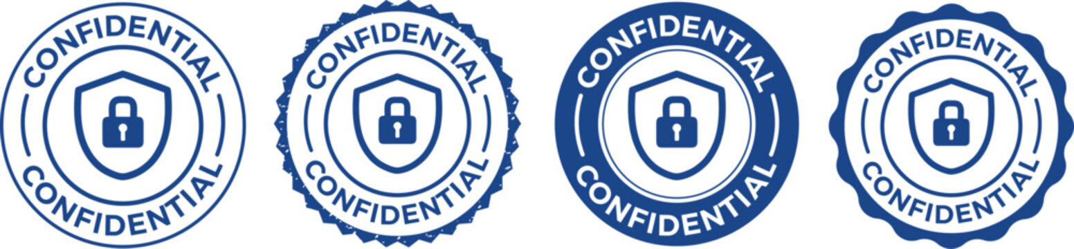 Confidential Rubber Stamp, Confidential Seal, Confidential Badge, Top Secret Vector, Confidential Icon, Vector Illustration With Grunge Texture