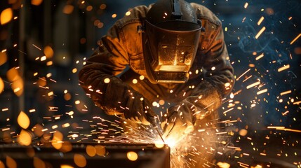 Welder working with sparks flying