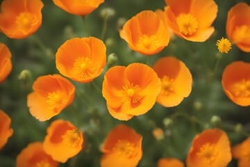 Obraz premium California poppy flowers bokeh background, AI Generated