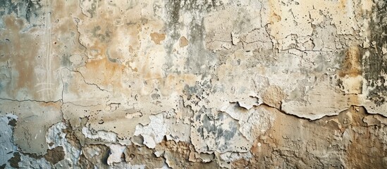Stucco textured background with an aged concrete wall fragment as the focal point perfect for copy space image