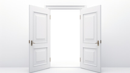 Open double door on white background.


