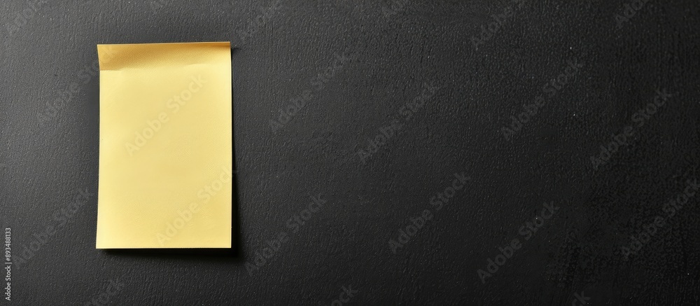 Poster A black background with a blank paper note attached ideal for including an image with empty space for text. copy space available