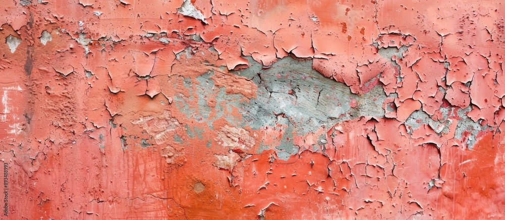 Poster create an artistic copy space image by cropping a salmon colored paint section from a textured wall
