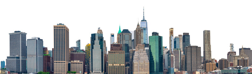 Panoramic view of Manhattan New York skyline no background PNG