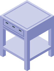 Medical table with drawer for storing medical instruments, isometric icon