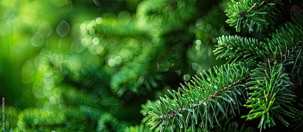 Poster Nature s fir tree branches create a picturesque background with copy space image