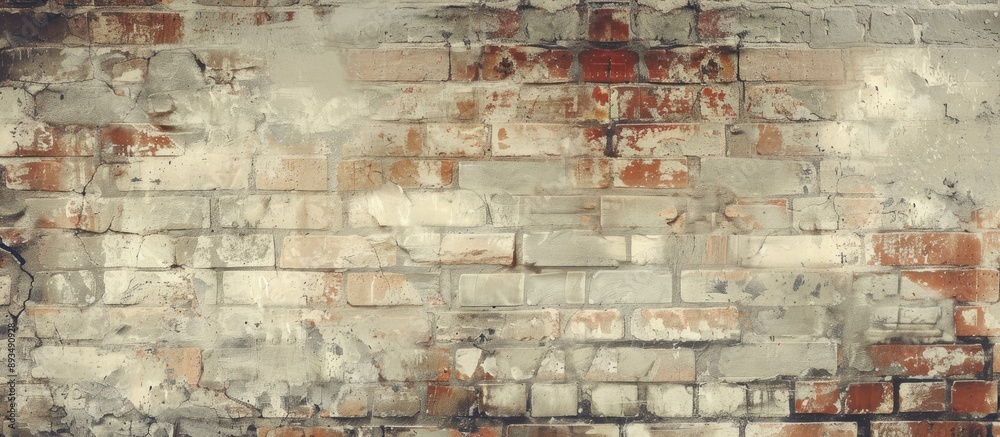 Poster a vintage brick patterned wall background with a faded light tone at the center ideal for a copy spa
