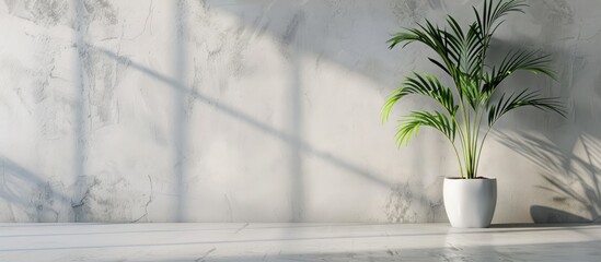 Contemporary room decor with a vase containing tropical leaves creating a chic ambiance and offering space for adding text or other images copy space image