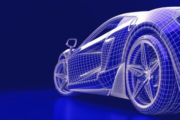 Naklejka premium The design of a holographic car in the dark is shown in a stock photo