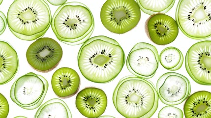 Fototapeta premium Seamless kiwi fruit cut slice pattern background