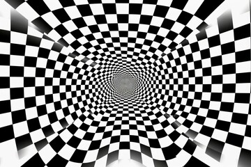 Checkered pattern abstract spiral white.