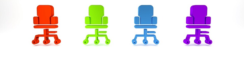 Colorful Office chair icon isolated on white background. Minimalism concept. 3D render illustration