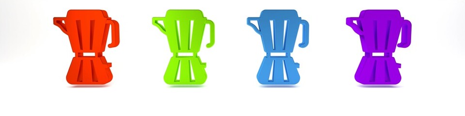 Colorful Coffee maker moca pot icon isolated on white background. Minimalism concept. 3D render illustration