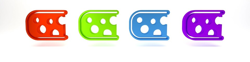 Colorful Cheese icon isolated on white background. Minimalism concept. 3D render illustration
