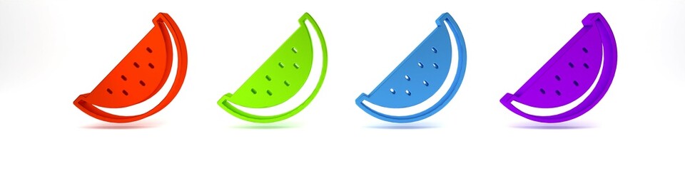 Colorful Watermelon icon isolated on white background. Minimalism concept. 3D render illustration